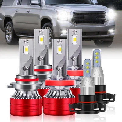 For GMC Yukon XL 2015 - 2018 2019 8Pcs LED Headlights +Fog Light Bulbs Combo Kit Foto 1 de 4