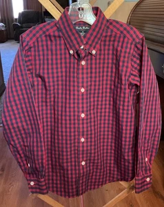 Boys Size Small 5 Brooks Brothers Non Iron Check Button Down Shirt red blue - Picture 1 of 7
