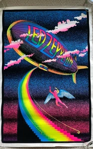 Póster vintage de luz negra flocada Led Zepplin Stairway to Heaven 23 pulgadas x 35 pulgadas. - Imagen 1 de 8