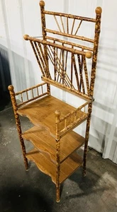 Vintage Burnt Bamboo Magazine Rack Antique - Picture 1 of 5