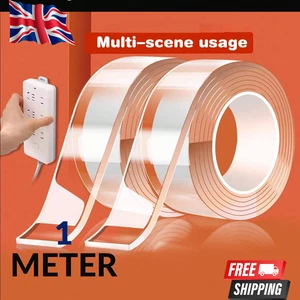 Heavy Duty Double-Sided Nano Tape Reusable Strong Stick Mounting Gel Clear Tape. - Picture 1 of 9