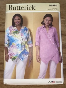 BUTTERICK PATTERN  6980  SHIRTS  MISSES SIZES  10 12 14 16 18  UNCUT - Picture 1 of 2