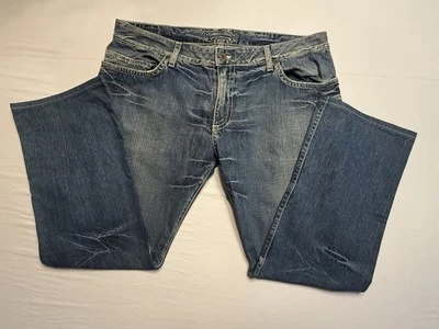 Robins Jean Jeans Mens 40 Blue D5041 Black Embroidery Straight Distressed USA - Image 1 of 4