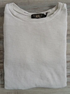 Ralph Lauren RRL Waffle-Knit LS Crewneck Top - White - Size M - Picture 1 of 7
