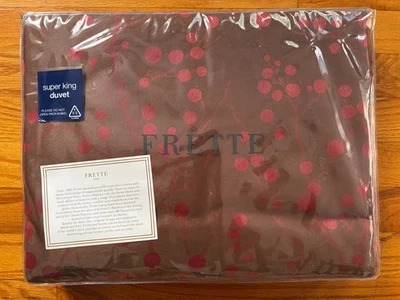 Frette Super King Duvet Cover + 2 Pillowcase Shams Mistletoe Red Brown Brand New - Image 1 of 4