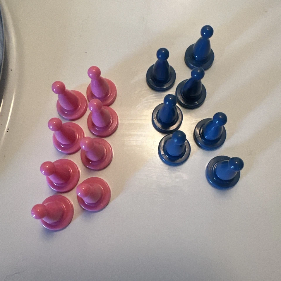 Battle Of The Sexes 2nd Edition Board Game Replacements - 8 Pink & 8 Blue Pawns - Image 1 of 1