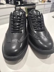 OrthoComfoot Black Leather Lace-Up OFLK03B Croc Print Oxfords Mens 46/ 12 NEW  - Picture 1 of 10