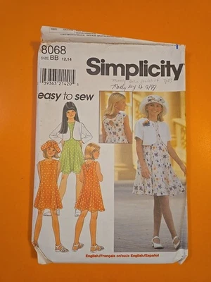SIMPLICITY PATTERN 8068 GIRLS' DRESS, JACKET & HAT / Size BB 12-14 - Image 1 of 3