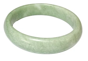 Large Green Carved Jadeite Jade Bangle Bracelet 14mm x 3" - Picture 1 of 4