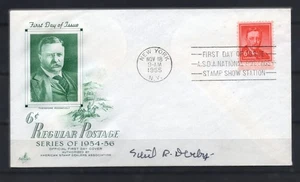 1955 Theodore Roosevelt 6c #1039- FDC Artcraft Cachet Signed by Artist - Picture 1 of 2