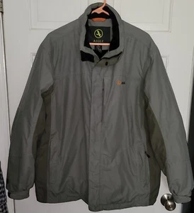 Abrigo frontal AIGLE verde ejército gris nailon algodón lana forrado con cremallera XL - Imagen 1 de 10