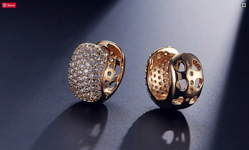 1/2ct Pave Set Moissanite Women Huggie Hoop Earrings 14K Pink Gold Plated Silver - Image 1 of 2