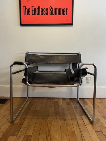 Early Gavina Knoll Stendig Marcel Breuer Wassily Chair B3 Brown Leather Cover
