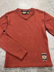 Harley Davidson Womens Brown/Orange Knit Crew Neck Sweater Sz Medium - Picture 1 of 6