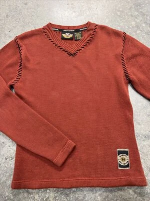 Suéter Harley Davidson para mujer marrón/naranja tejido cuello redondo talla mediana Foto 1 de 4