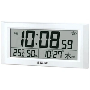 SEIKO GPS Satellite Radio Clock GP502W White Calendar Temperature Humidity NEW - Picture 1 of 4