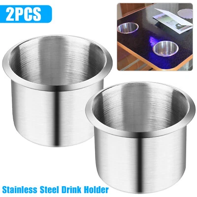 2x Universal Stainless Steel Cup Drink Holders for Car Boat Truck Marine Camper - Image 1 of 4