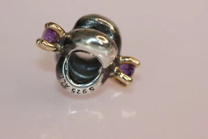 NEW PANDORA Amethyst LOVE KNOT 14k gold SS retired charm 790371AM 2011 - Picture 1 of 7