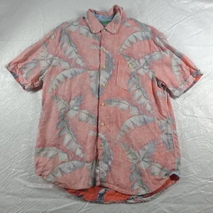 Tommy Bahama Shirt Button-Up Short Sleeve Size L Relaxed Linen Pink Adult - Picture 1 of 9