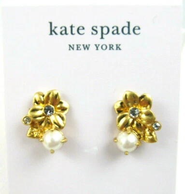 Aretes con flores New Kate Spade New York enchapados en oro/perla de imitación  Foto 1 de 4