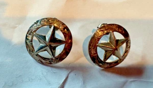 Texas Lone Star Earrings Southwestern Silver & Metal - Picture 1 of 7