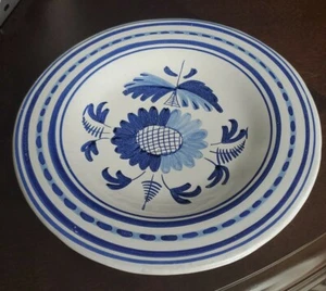 Vintage Handmade Talavera Plate Wall Art, White and Blue Floral Pattern 10inch - Picture 1 of 12
