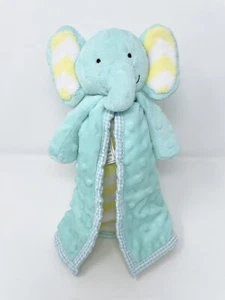 Nursery Rhyme Mint Elephant Security Blanket Lovey Yellow White Chevron Minky - Picture 1 of 12