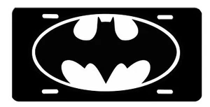 Batman Symbol schwarz-weiß Hochglanz Aluminium Nummernschild - Bild 1 von 1