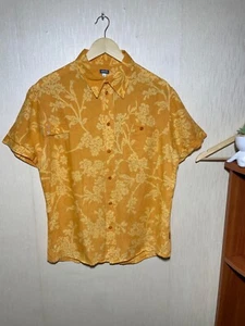 Vintage Versace Jeans Couture Orange Hawaii Leinen Kurzarm Hemd Größe L - Bild 1 von 12