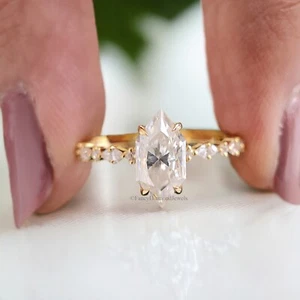 Hidden Halo Bridal Ring Dutch Marquise Cut Moissanite Engagement Ring FD142 - Picture 1 of 10