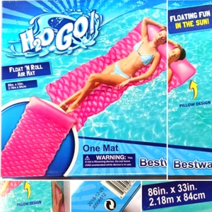 Bestway H20 GO FLOAT N ROLL LUFTMATTE PINK MIT KISSEN DESIGN PINK 86 ZOLL X 33 ZOLL - Bild 1 von 7