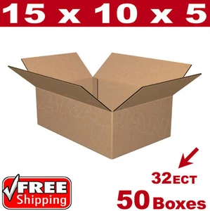 50- 15x10x5 Cardboard Boxes Mailing Packing Shipping Box 32ECT Corrugated Carton - Picture 1 of 1