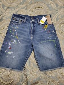 Polo Ralph Lauren Boys' Paint Splatter Sullivan Slim Denim Shorts Size 18 NWT
