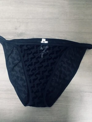 Victoria's Secret розовый XL черный видеть через трусики нахальный черный велюр письмо - Изображение 1 из 4