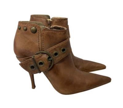 Tacones Carlos Cuero Tostado Tacones de Aguja Talla 7M Para Mujer Avenger Zapatos Botín Foto 1 de 4