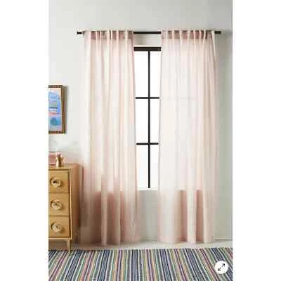 Anthropologie Stitched Linen Curtain Blush 50 x 84 Single panel - Image 1 of 4