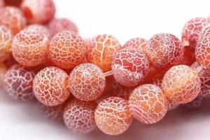 Red Fire Agate Cracked Matte Round Beads 4mm 6mm 8mm 10mm 12mm 15.5" Strand - Picture 1 of 3