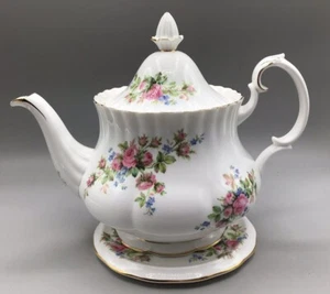 vtg Royal Albert Moss Rose Teapot with Trivet - Bild 1 von 6