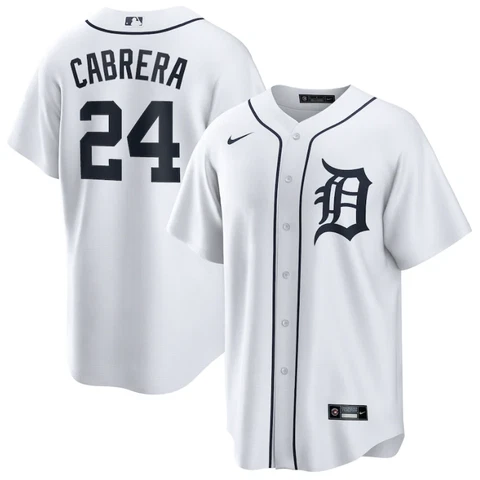 Men's Detroit Tigers Miguel Cabrera White Home Replica Player Jersey Cover