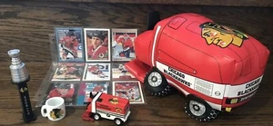 NHL Chicago Black Hawks bundle Zamboni Plush/diecast & Pez & mini mug & cards - Picture 1 of 12