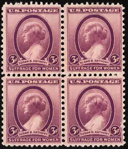 US Stamp Scott #784 Mint Block 3 Cents Purple Susan B. Anthony Women's Suffrage - Picture 1 of 1