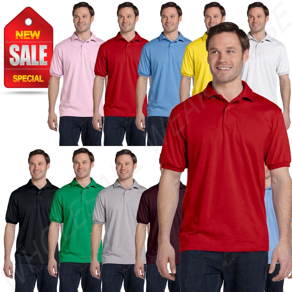 Camiseta de golf Hanes mezclada Jersey camisa deportiva para hombre polo camisa de golf de 2X-6XL B-54 Foto 1 de 1