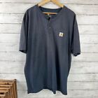 Carhartt Mens XL Original Fit Short‎ Sleeve Pocket Henley T-Shirt K84 Blue Worn