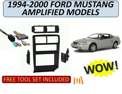 Kit de tablero DOBLE DIN para Ford Mustang 1994-2000 con arnés de cableado AMPLIFICADO Foto 1 de 4