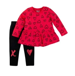 Baby Girl Infant 24months Outfit set Hearts Peplum Top & leggings 2-Piece NWT - Picture 1 of 2
