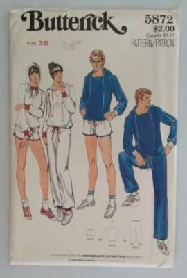BUTTERICK #5872 MEN'S SIZE 38 LOOSE FITTING SHIRT PANTS & SHORTS PATTERN UNCUT - Image 1 of 3