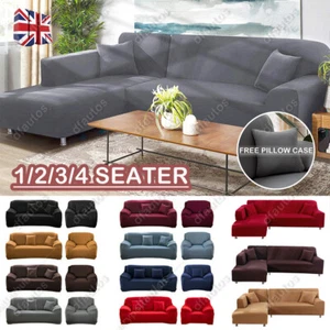 Stretch Sofa Covers Protector for 1/2/3/4 Seater L Shape Sectional Corner Couch - Picture 1 of 29