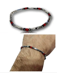 Braccialetto con pietre e corallo Natural Bracciale di ARgento in 925 Uomo DonnA - Imagen 1 de 8