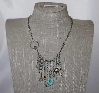 Collar Cadena Silpada Plata Oxidada Howlita, Cuarzo Ahumado Flecos Dije N1985 Foto 1 de 4