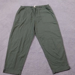 Eileen Fisher Green Pull On Pants Womens LARGE 100% Organic Cotton Lightweight - Picture 1 of 14
